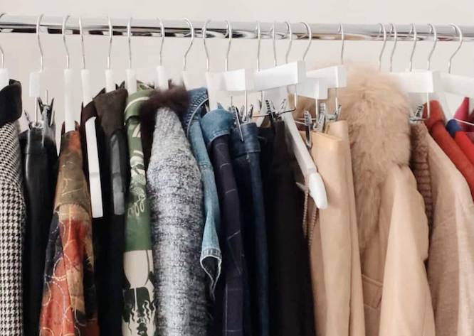 vintage clothes hanging on a rack
