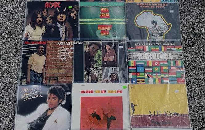 vintage records on the ground