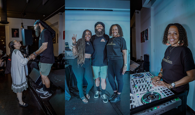 orang-orang di festival vegan berpose bersama rapper ATL Gray