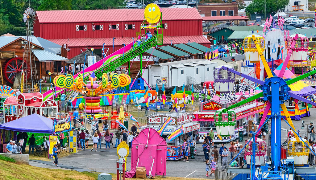 CUMMING, GEORGIA - October 6, 2019: County and local fairs and carnivals are still some of the best values in family entertainment