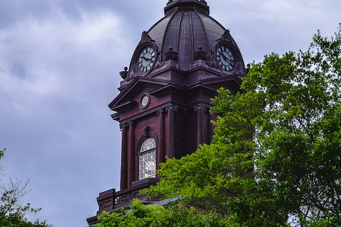 Newnan, Georgia city courthouse with blue sky in background