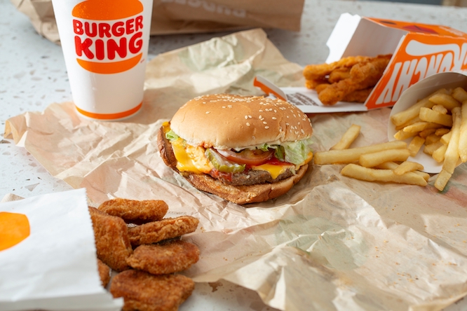 Los Angeles, California, United States - 04-14-2024: A view of a Burger King combo meal.