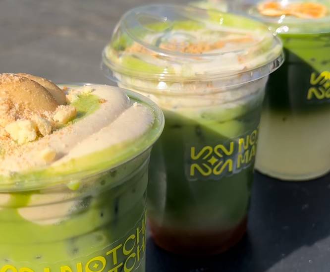 banana pudding matcha up close