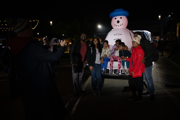 huge snowman at a holiday event