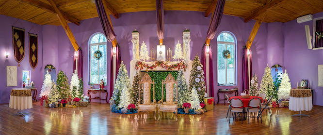 Christmas spread inside a castle