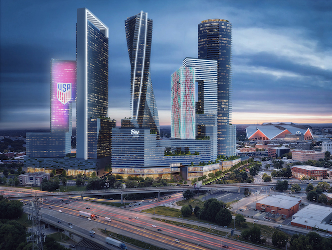 rendering of massive skyscrapers in downtown Atlanta