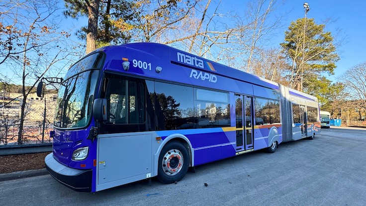 huge MARTA bus with rapid transit written on it