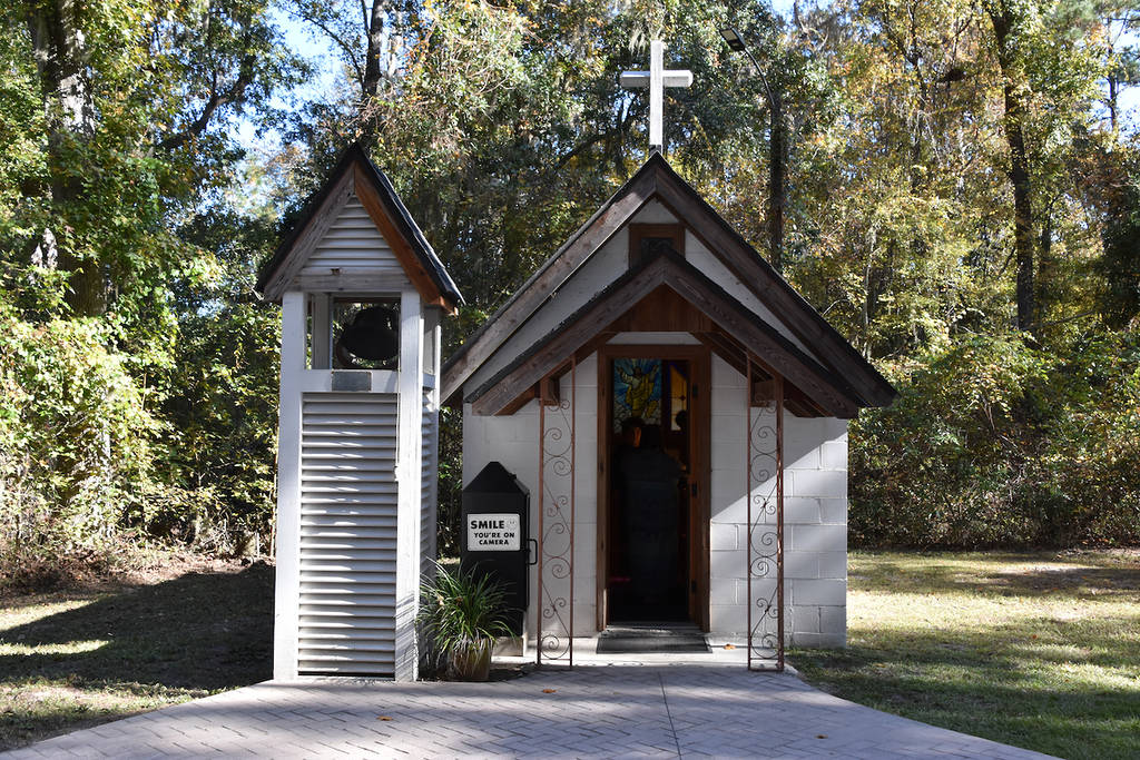 TOWNSEND, GA - NOV 30: The Smallest Church in America (Memory Park Christ Chapel) in Townsend, Georgia, as seen on Nov 30, 2019.