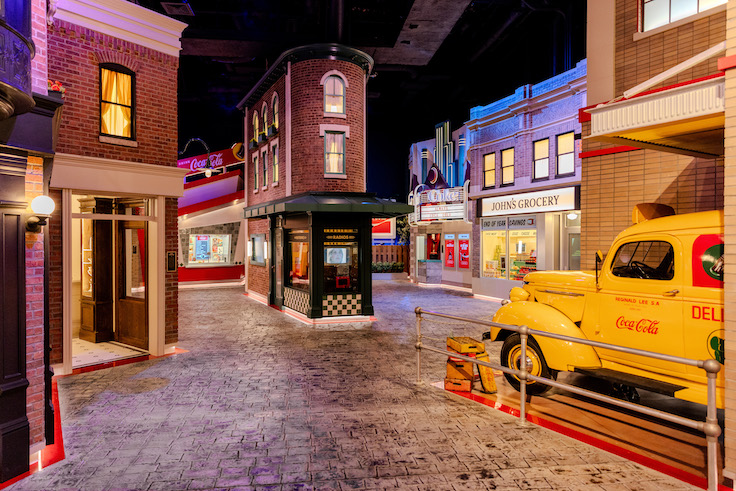 a mini town at the World of Coca-Cola