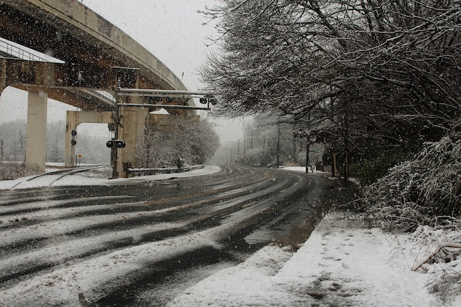 A rare heavy snowfall in Atlanta.