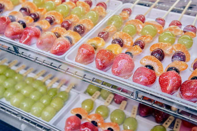 sugar covered fruit kabobs