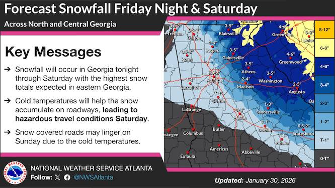 winter weather map of the southeast