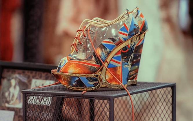 a fancy pair of rainbow shoes