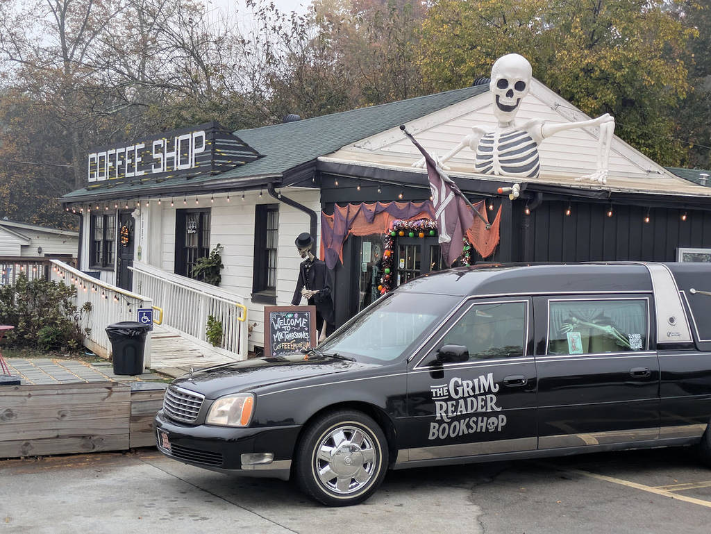 a hearse with books