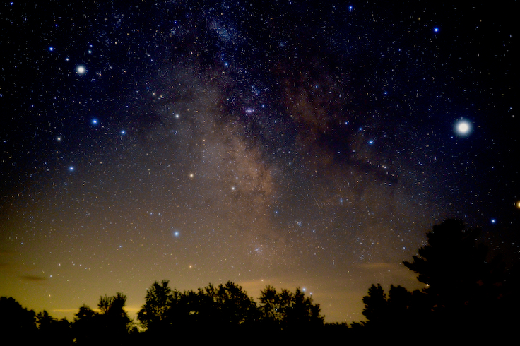 Jupiter and Saturn bordering the Southern Milky Way. Photo taken from the White Mountains of New Hampshire.