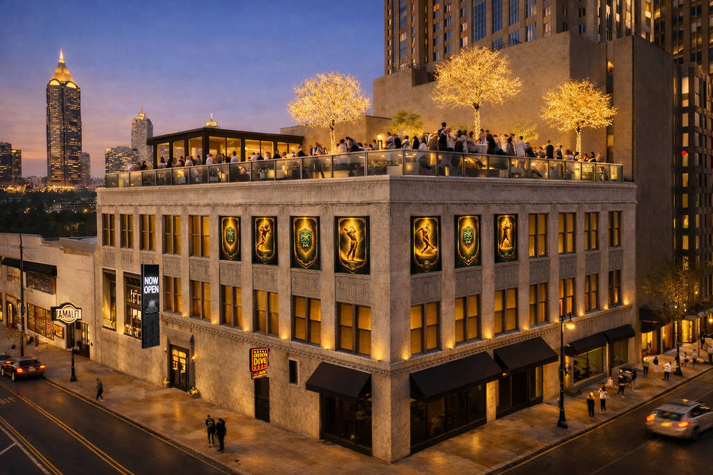 rendering of an exterior of a fan building