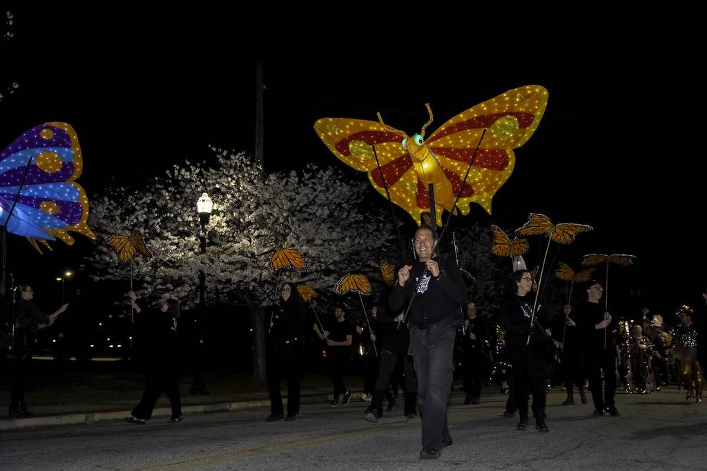 huge butterfly lantern puppet at the Butterfly Lantern Parade