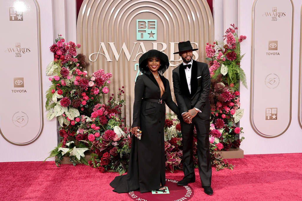 LOS ANGELES, CALIFORNIA - JUNE 09: (L-R) Pinky Cole Hayes and Derrick Hayes attend the 2025 BET Awards at Peacock Theater on June 09, 2025 in Los Angeles, California. (Photo by Emma McIntyre/Getty Images)