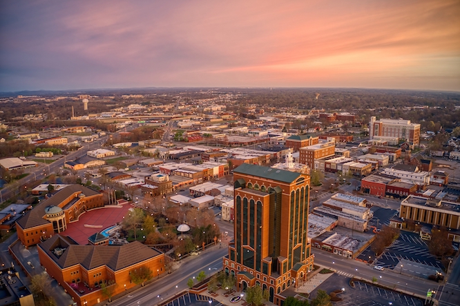Aerial View of Murfreesboro, Tennessee at Sunrise