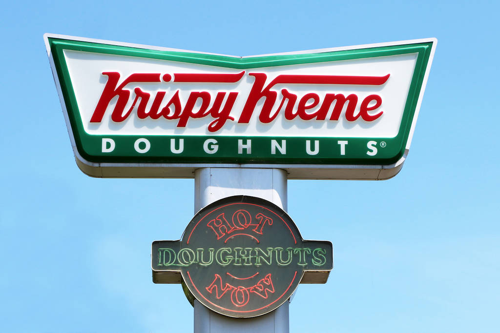 NASHVILLE, TN-JUNE, 2015: Sign for Krispy Kreme Doughnuts with the 