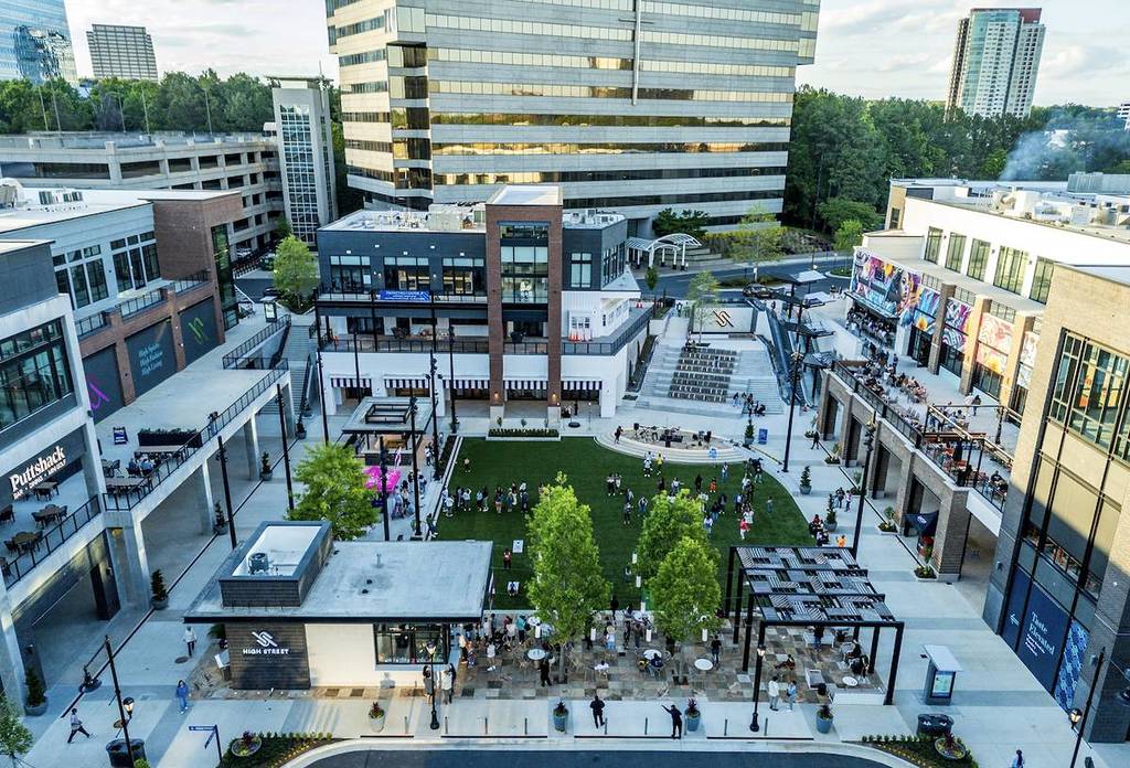 a large green courtyard in Atlanta