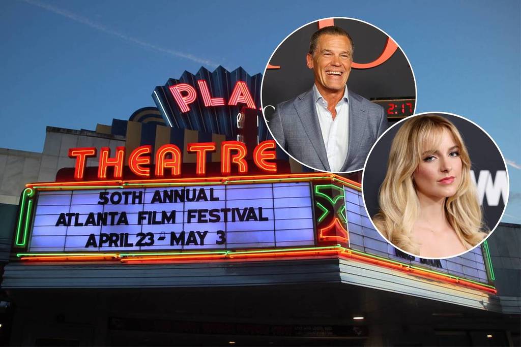 the plaza theater in atlanta with an image of Josh Brolin and McKenna Grace added