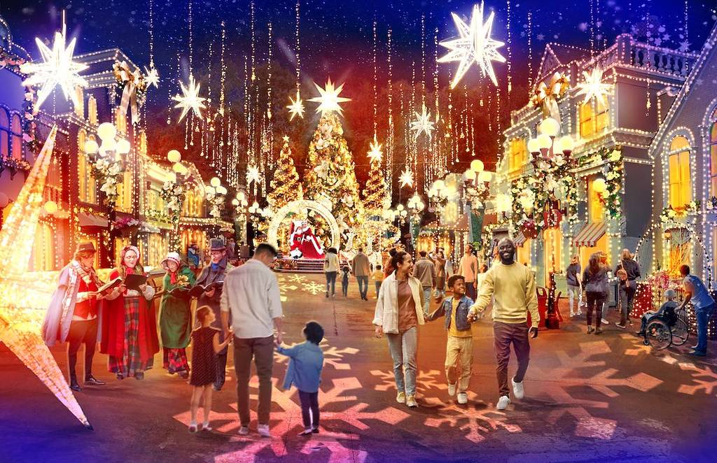 festive holiday theme park