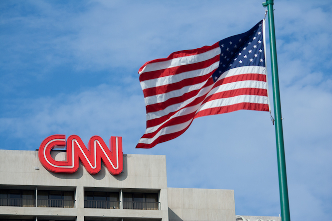 ATLANTA, GEORGIA - AUG 8: CNN headquarters news building August 8, 2011 in Atlanta, GA. CNN, founded in 1980 by Ted Turner, was the first channel to provide 24-hour television news coverage.