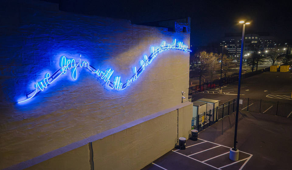 This glowing 50-foot poetry sculpture just became a dazzling new fixture in Downtown Atlanta’s skyline