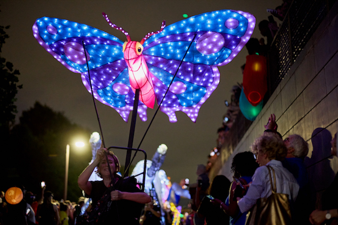 enorme farol de mariposa, resplandeciente