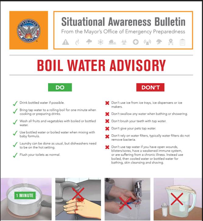 chart for boil water advisory