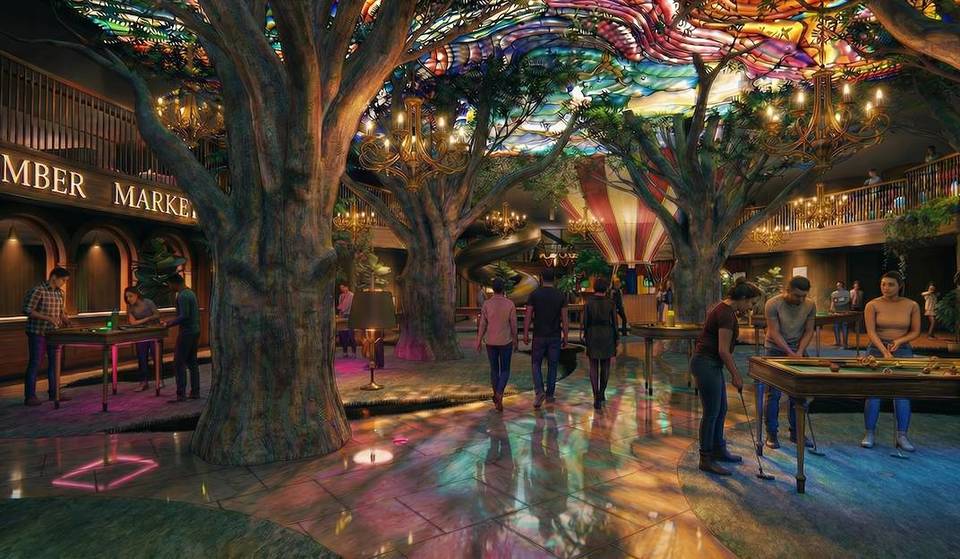 The Looking Glass, a new Alice in Wonderland-inspired social dining &amp; entertainment destination is the newest addition to The Center in Atlanta —  38,000 sq. ft of elevated hospitality, immersive play, culinary exploration, &amp; large-scale social gathering