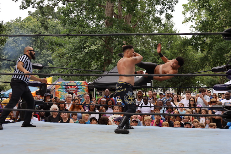 wrestling match outdoors