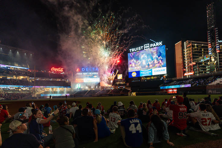 ATLANTA, GA - April 18: Friday Night Fireworks presented by the Georgia Lottery at Truist Park on Friday, April 18, 2025 in Atlanta, Georgia. (Photo by Jack Casey/Atlanta Braves/Getty Images)