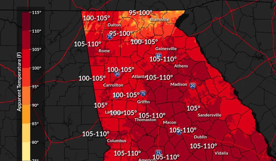 Atlanta heat advisory in place from 12pm – 8pm &amp; Heat index temps between 105° – 110° — the hottest day in Atlanta so far this year