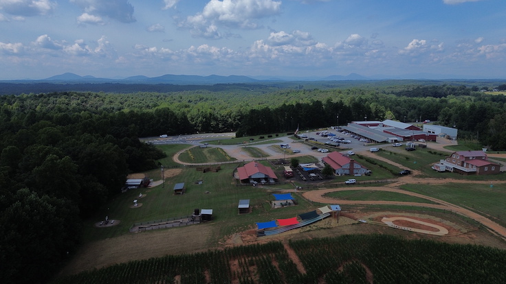 a huge farm with a corn maze