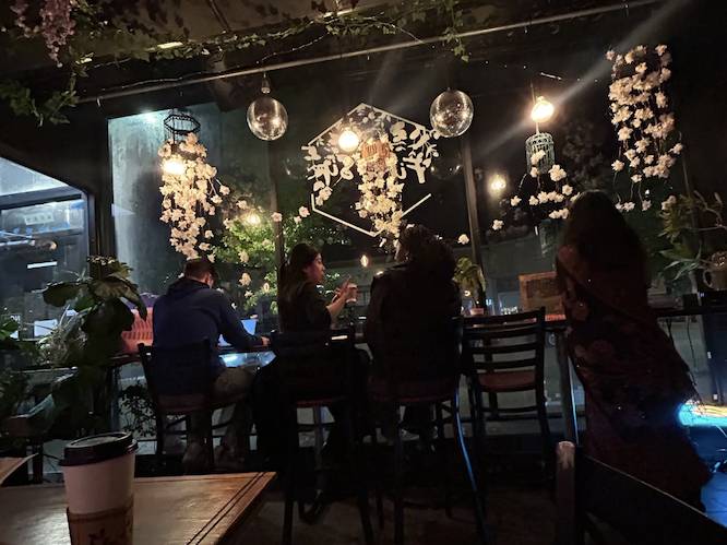 coffee shop at night