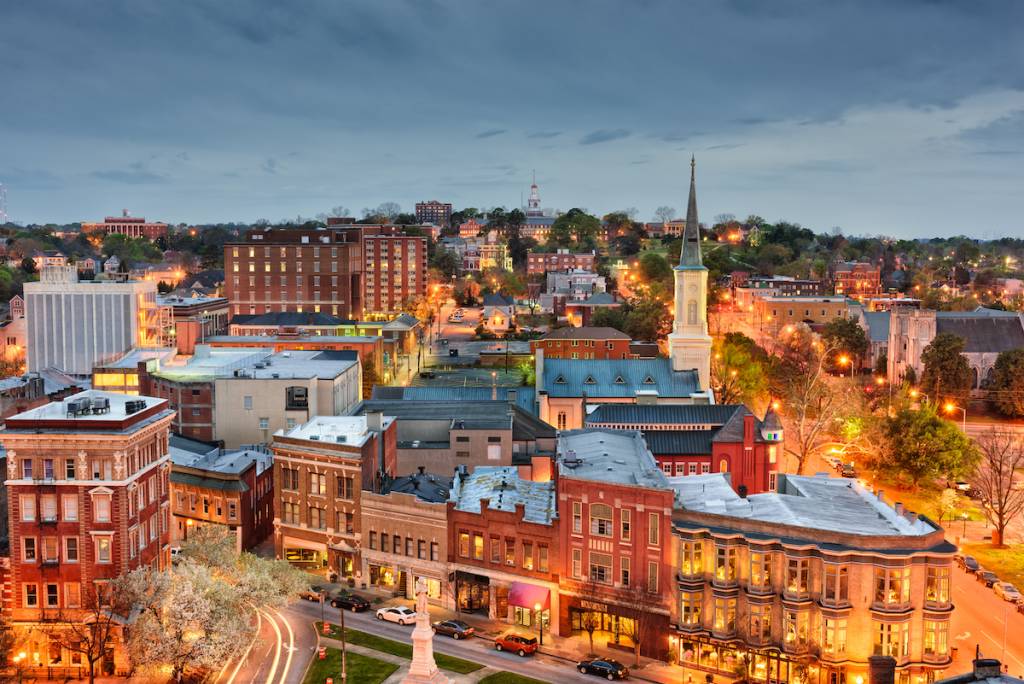 Panorama del centro de Macon, Georgia, EE. UU.