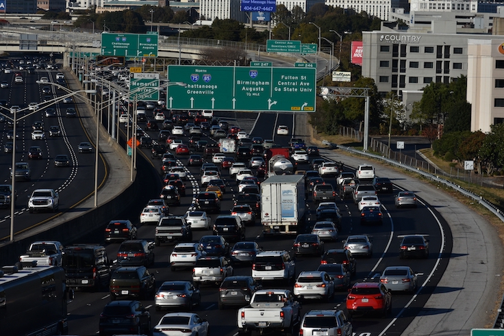 Tráfico intenso en Atlanta, Georgia. Fotografiado el 13 de noviembre de 2025 por Sean Davis