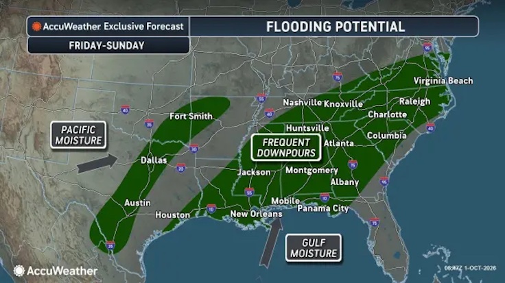 Mapa cortesía de AccuWeather