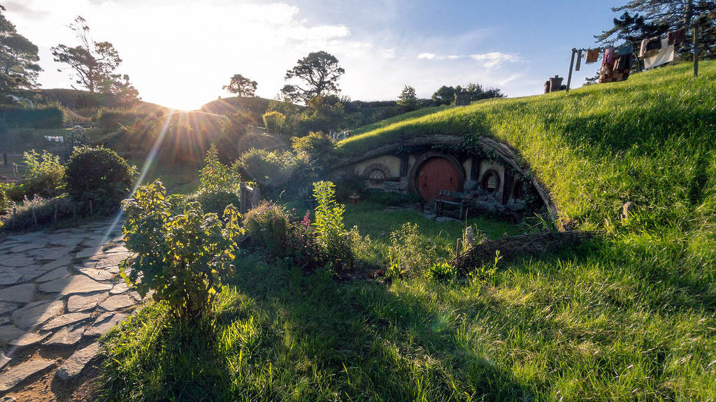 hobbit hole in the shire on a sunny day