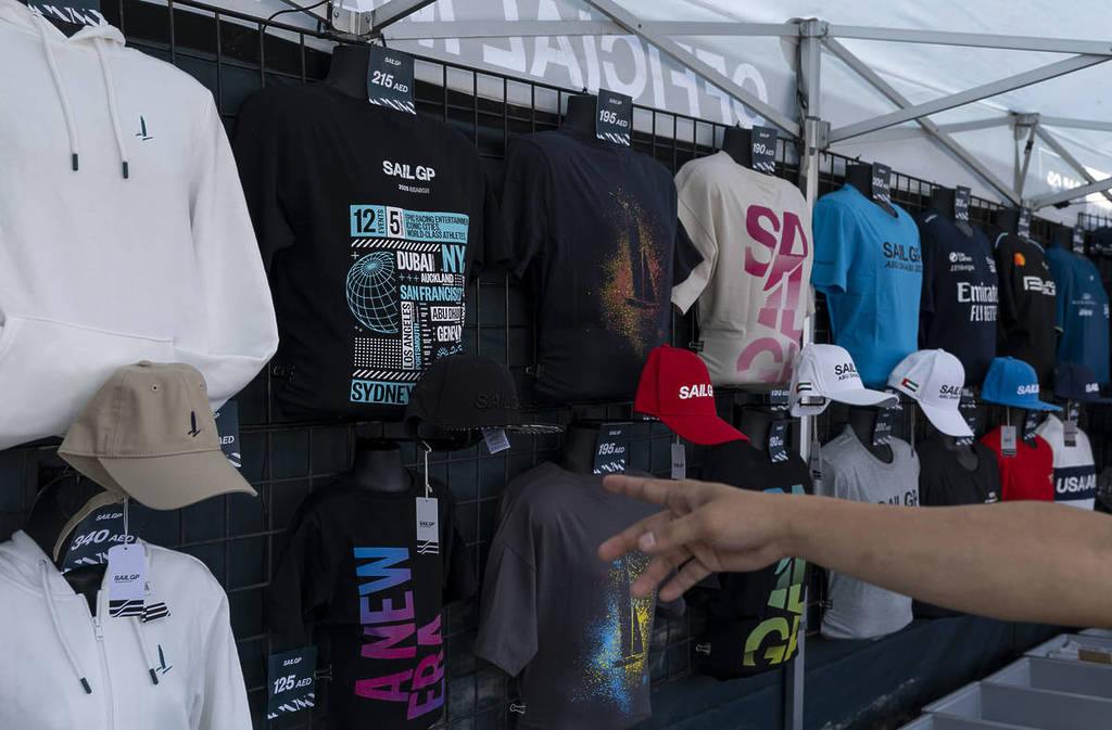 A merchandise stand at SailGP.