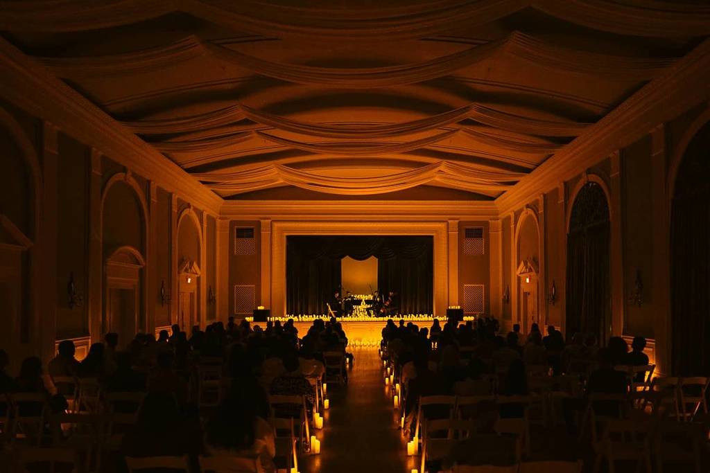 A string quartet performing at a Candlelight concert at The Mansion in Austin