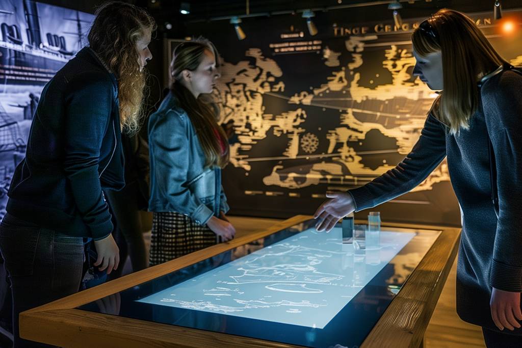 Guests roam the Titanic exhibit