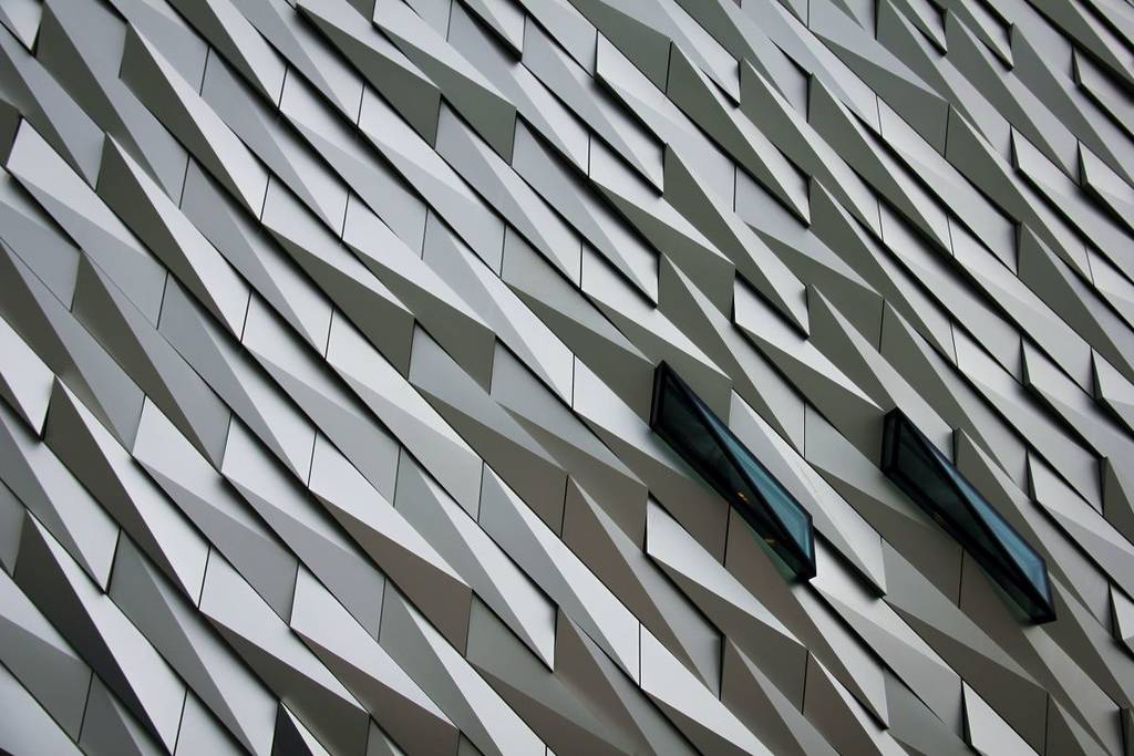 A close up of the material forming Titanic Belfast.