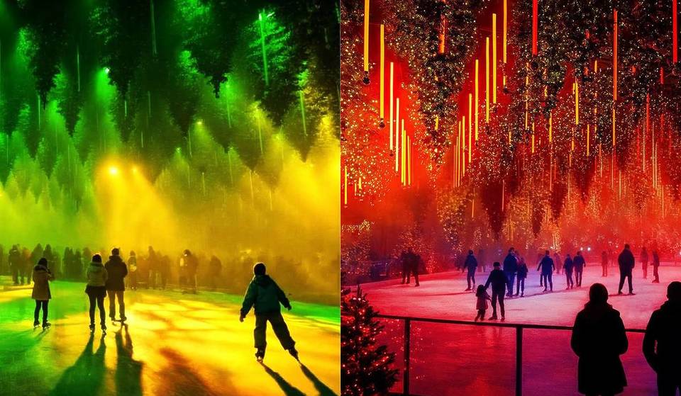 Pattinare in un paese delle meraviglie invernale: Dark Matter inaugura una magica pista di ghiaccio di 400 m² a Berlino