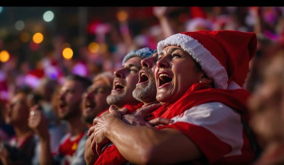 Moment de frissons à Berlin : le traditionnel chant de Noël au stade de football de l&rsquo;Union Berlin invite à une ambiance de recueillement.