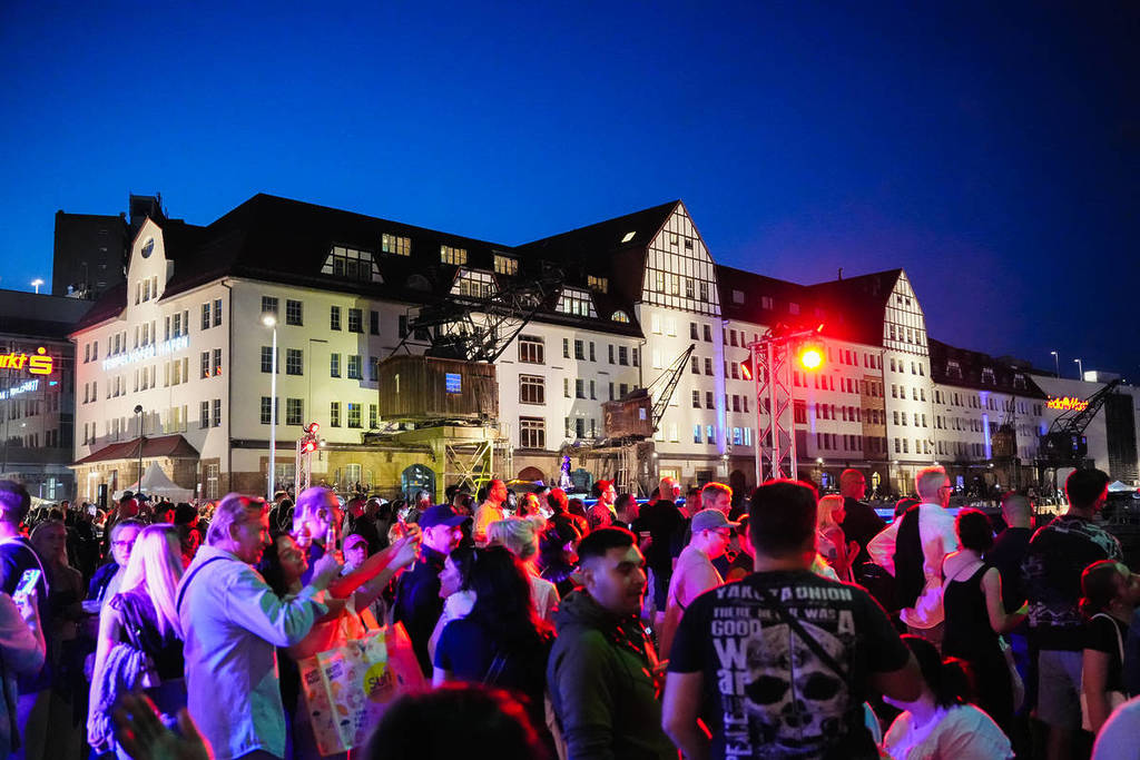 The Tempelhof Harbor Festival at night