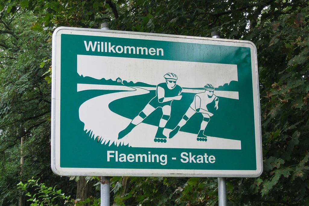Cartello di benvenuto del Flaeming-Skate nel Brandeburgo