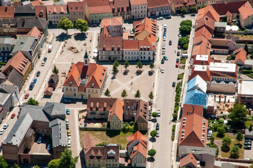 Angermünde nell’Uckermark vista dall’alto.